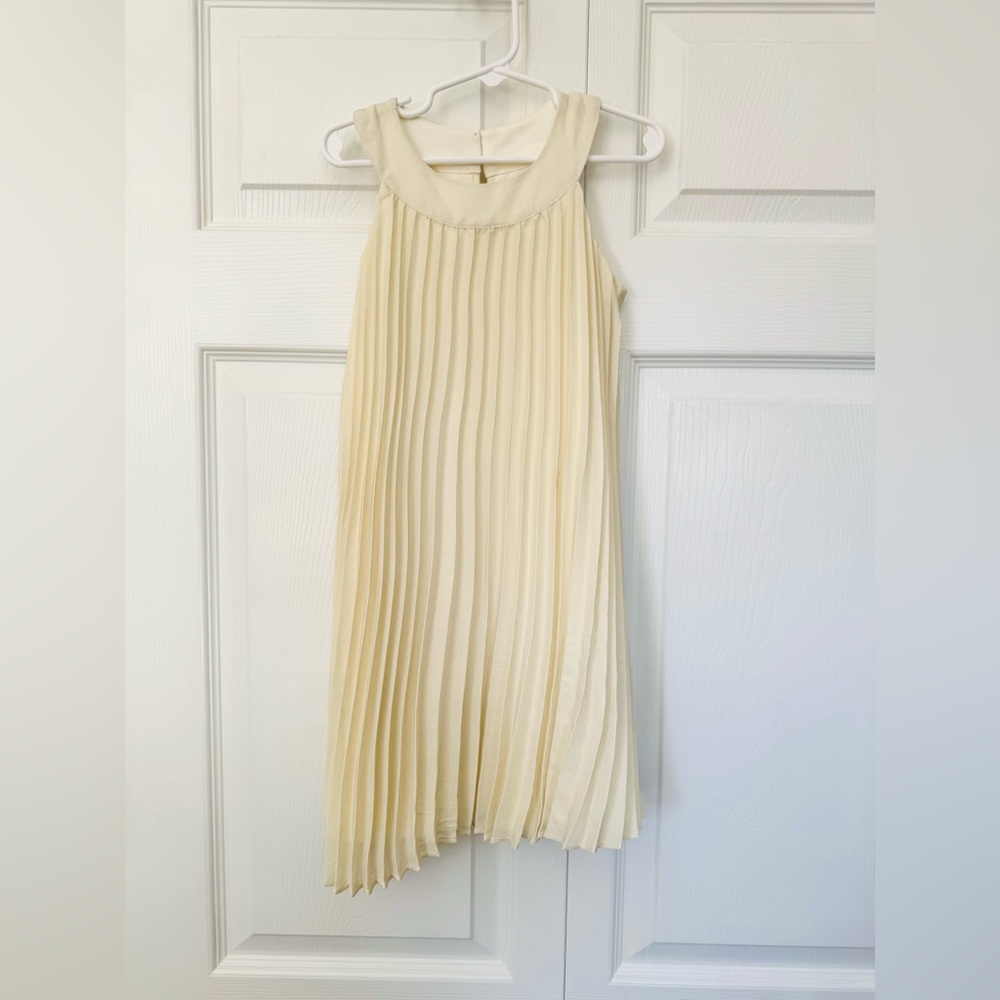 Little Angels Cream Pleated Kids Dress